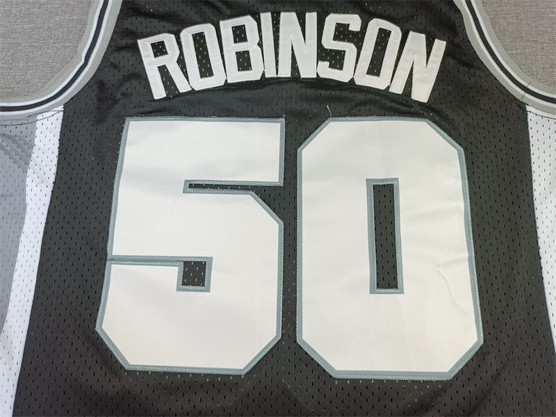 Men's San Antonio Spurs David Robinson Black Big & Tall Hardwood Classics Jersey1