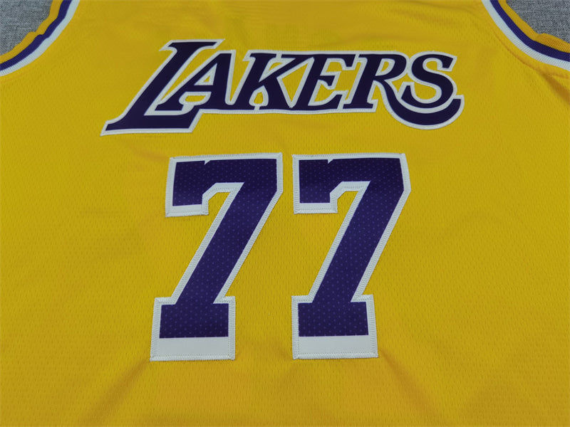Men's Los Angeles Lakers Luka Doncic #77 Gold Swingman Jersey1 - Icon Edition