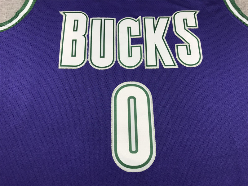 Men's Milwaukee Bucks Damian Lillard #0 Purple Swingman Jersey1 - Classic Edition