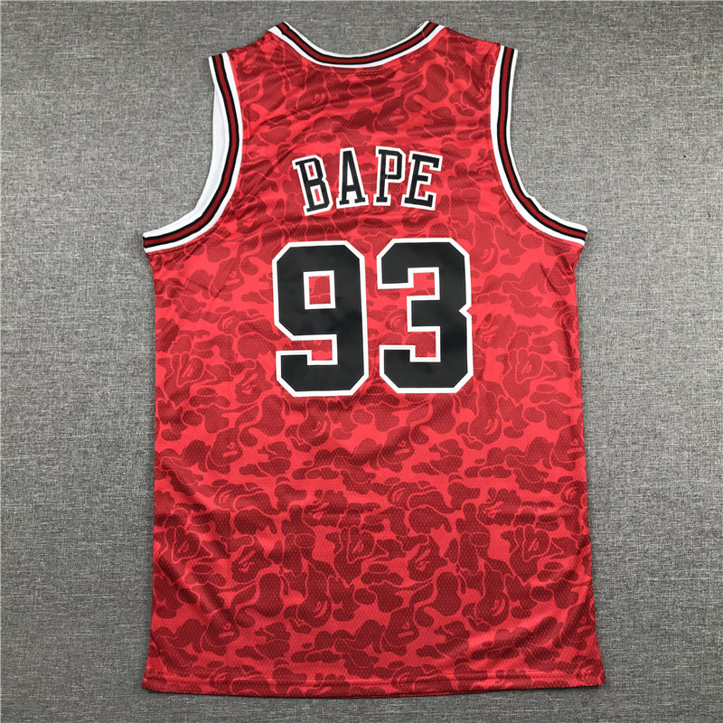 Men's Chicago Bulls Bape #93 Red 1997-98 Hardwood Classics Authentic Jersey1