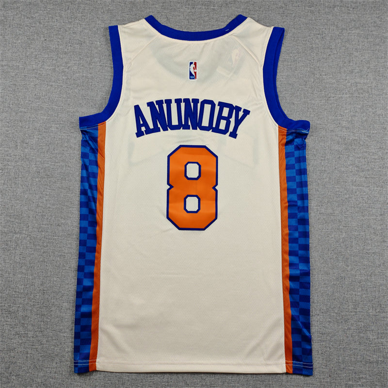 Men's New York Knicks OG Anunoby #8 Cream 2025/26 Game Jersey - City Edition