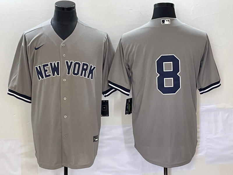 Men's New York Yankees Yogi Berra #8 Gray Replica Player Name Jersey1