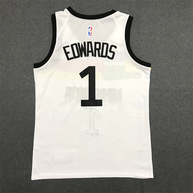 Men's Minnesota Timberwolves Anthony Edwards #1 White Swingman Jersey1 - City Edition