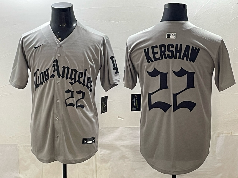 Men's Los Angeles Dodgers Clayton Kershaw #22 Gray Alternate Replica Jersey