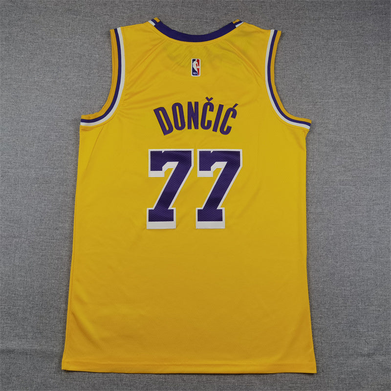 Men's Los Angeles Lakers Luka Doncic #77 Gold Swingman Jersey1 - Icon Edition