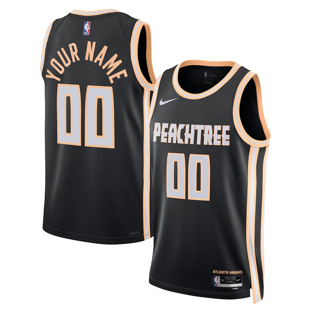 Men's Atlanta Hawks Black 2025/26 City Edition Swingman Custom Jersey