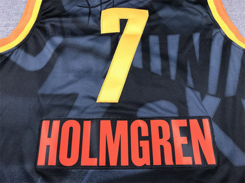 Men's Oklahoma City Thunder Chet Holmgren #7 Black 2023/24 Swingman Jersey1 - City Edition