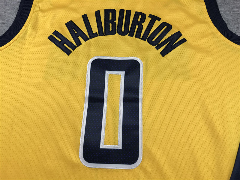 Men's Indiana Pacers Tyrese Haliburton #0 Gold Swingman Jersey1 - Statement Edition