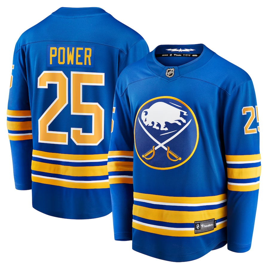 Owen Power #25 Buffalo Sabres Royal Replica Player Jersey - JerseysFreak
