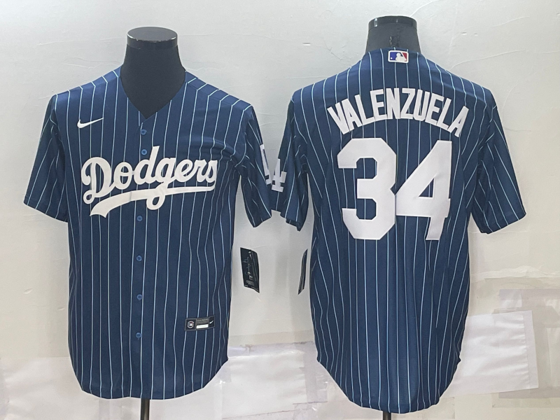 Men's Los Angeles Dodgers Fernando Valenzuela #34 Blue Fashion Baseball Jersey1