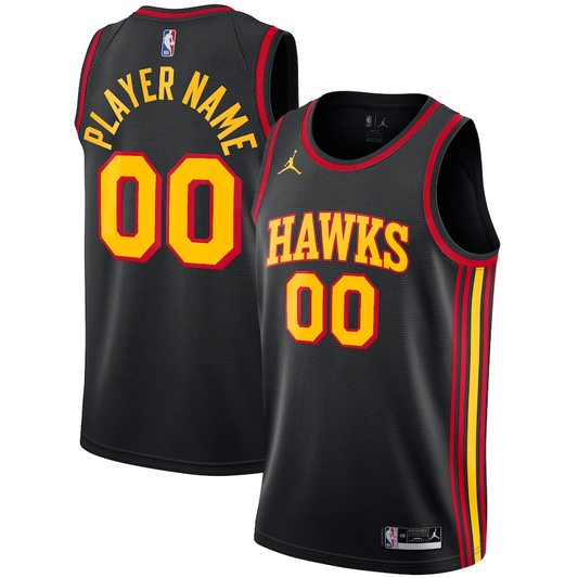 Men's Atlanta Hawks Black Swingman Custom Jersey1 - Statement Edition