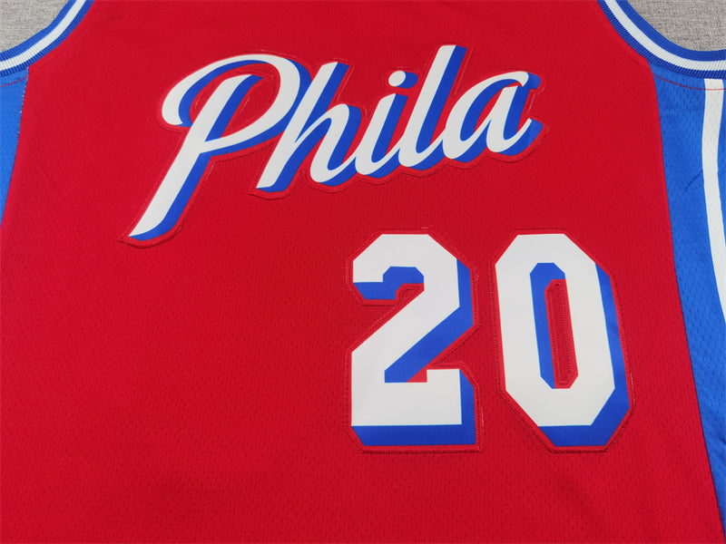 Men's Philadelphia 76ers Jared McCain #20 Red Swingman Jersey1 - Statement Edition