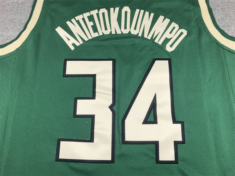 Men's Milwaukee Bucks Giannis Antetokounmpo #34 Green Swingman Jersey1