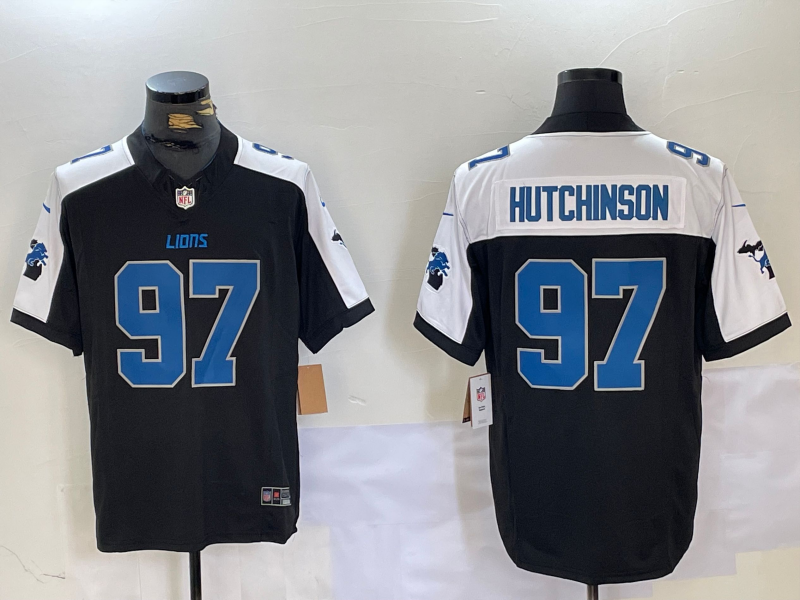 Men's Detroit Lions Aidan Hutchinson #97 Black Game Jersey1