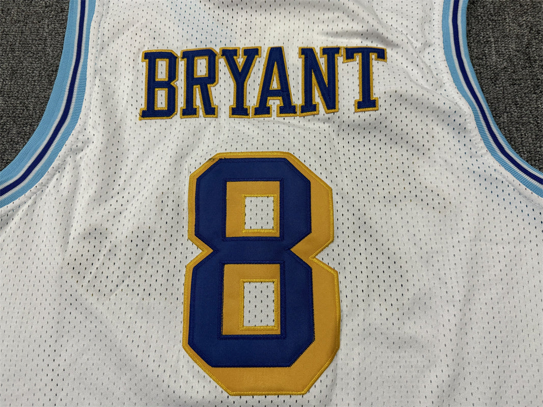 Men's Los Angeles Lakers Kobe Bryant 1996-97 White Hardwood Classics Authentic Jersey1