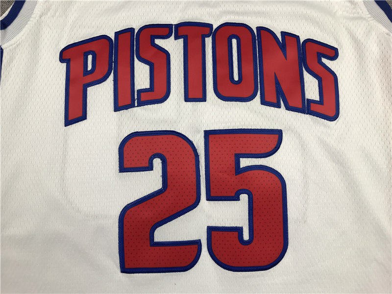 Men's Detroit Pistons Derrick Rose White 2021/22 Fast Break Replica Jersey1