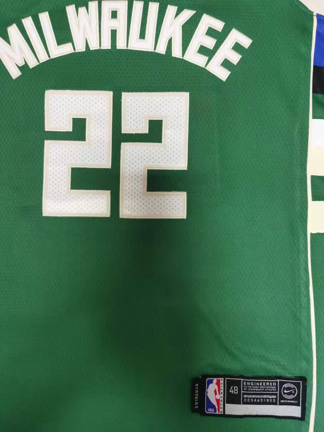 Men's Milwaukee Bucks Khris Middleton #22 Green Fast Break Road Replica Jersey1