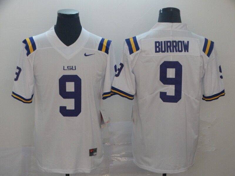 Men's Cincinnati Bengals Joe Burrow #9 White Team Game Jersey1