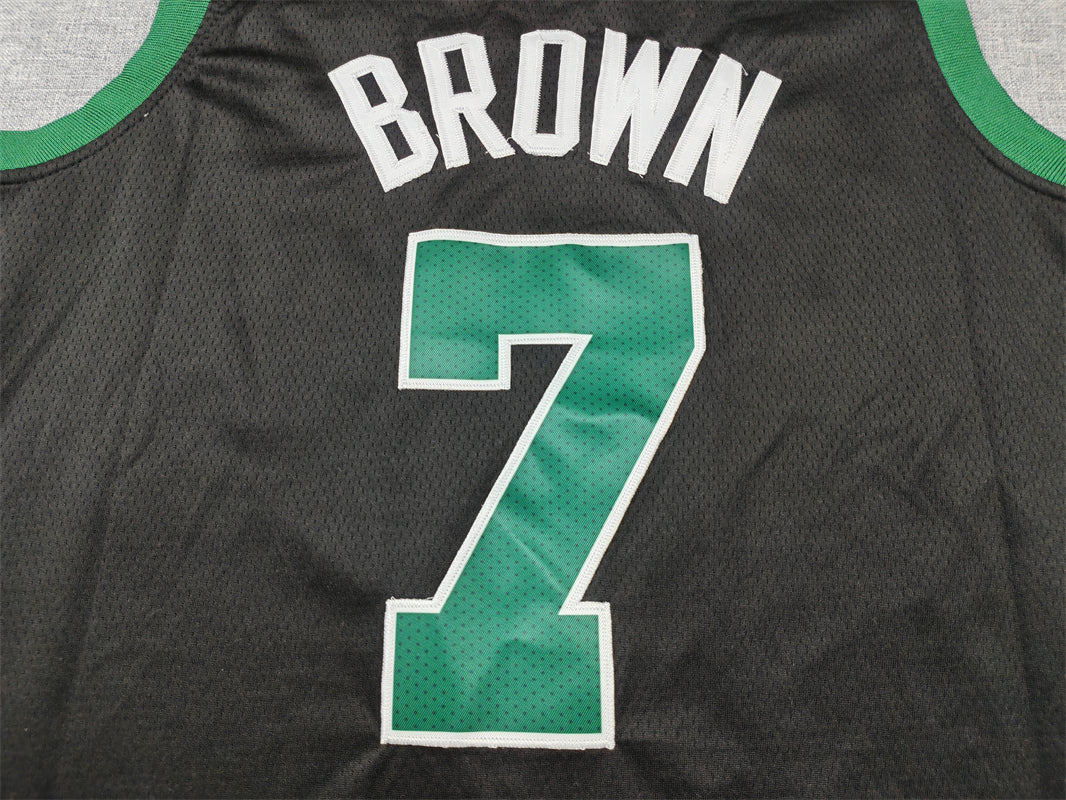 Men's Boston Celtics Jaylen Brown #7 Black Swingman Jersey1 - Statement Edition