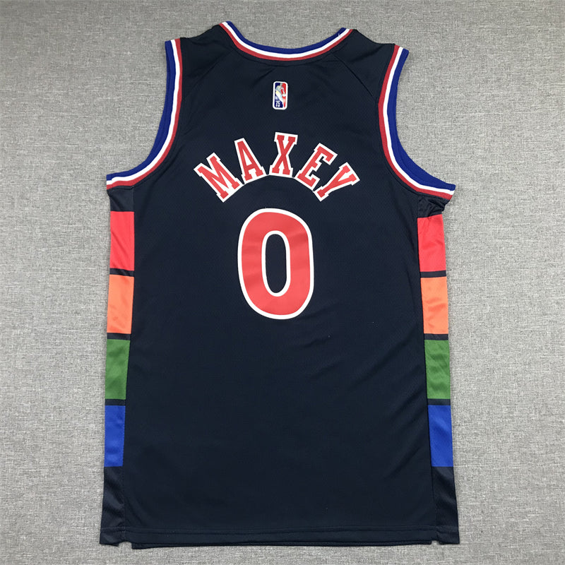 Men's Philadelphia 76ers Tyrese Maxey Navy 2021/22 Swingman Jersey1 City Edition