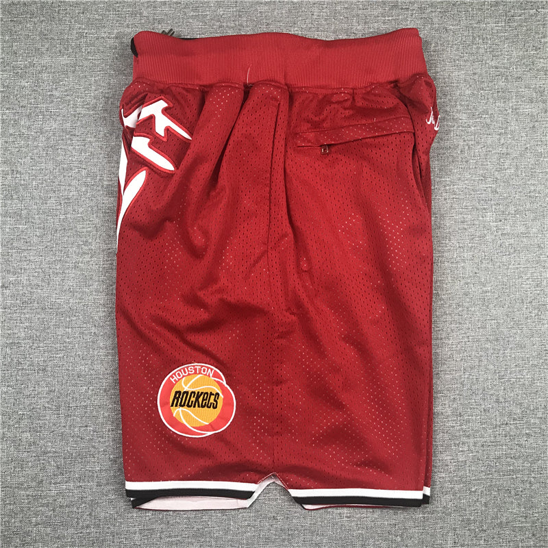 Men's Houston Rockets Red 1993-94 Chinese Edition Basketball Shorts1