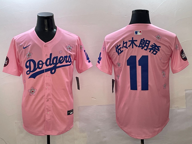 Men's Los Angeles Dodgers Roki Sasaki #11 Pink Game Jersey1