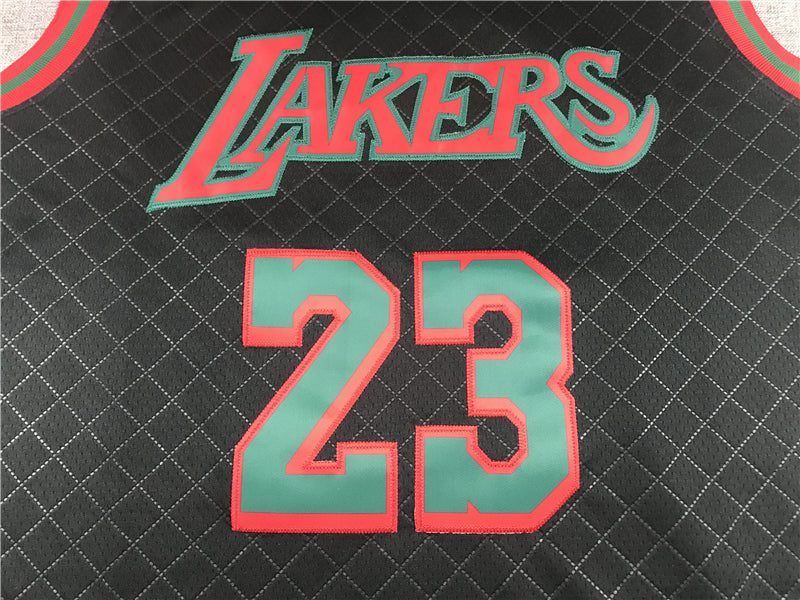 Men's Los Angeles Lakers LeBron James #23 Black Hardwood Classics Player Jersey1