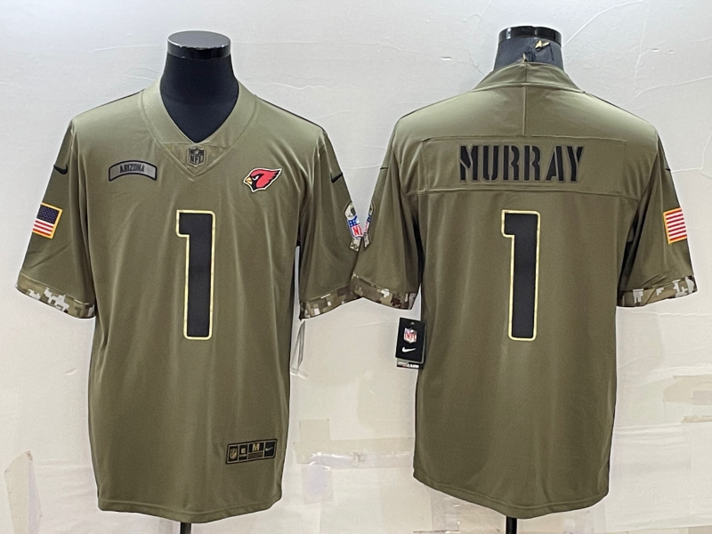 Men's Arizona Cardinals Kyler Murray #1 Olive 2022 Salute To Service Limited Jersey1