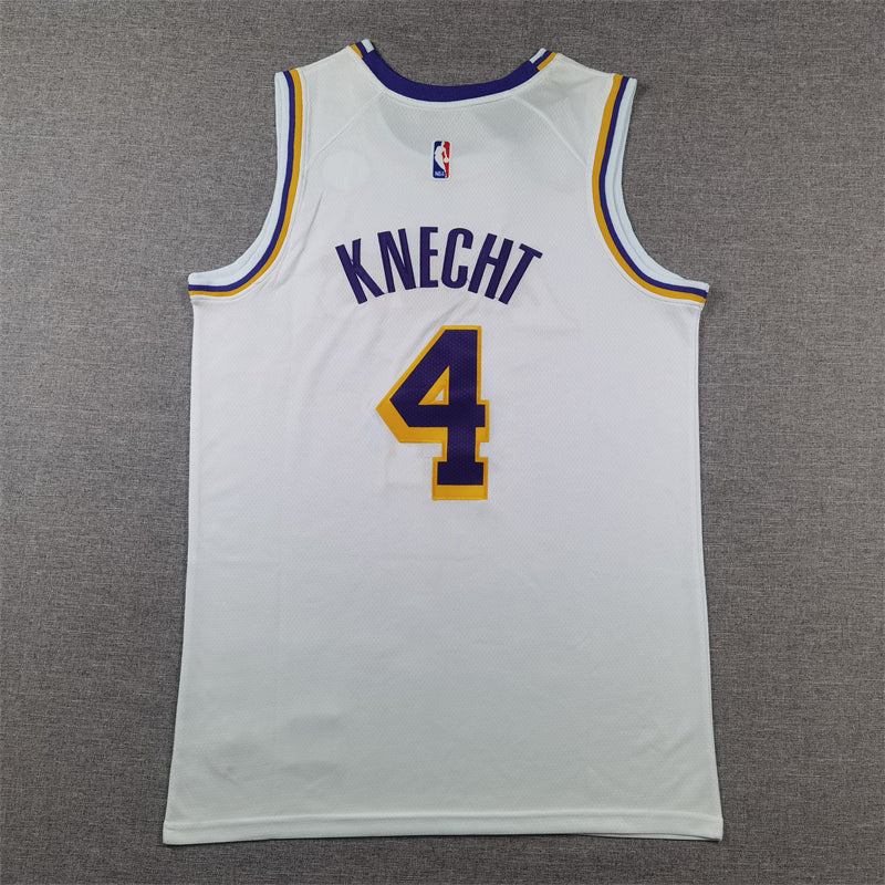 Men's Los Angeles Lakers Dalton Knecht #4 White Swingman Jersey1 - Association Edition