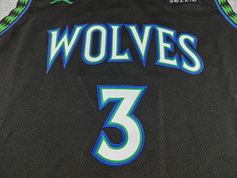 Men's Minnesota Timberwolves Jaden McDaniels #3 Black Swingman Jersey - Statement Edition