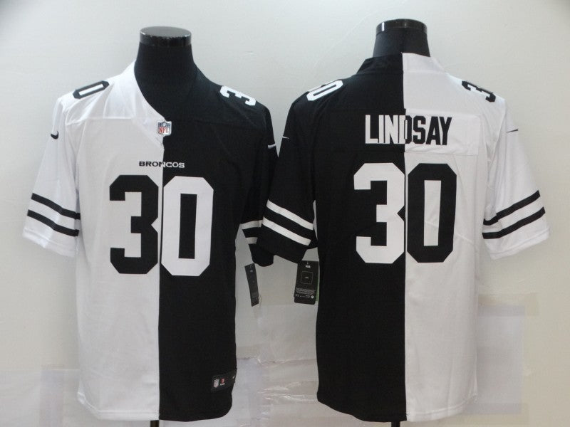 Men's Denver Broncos Phillip Lindsay #30 Black/White Game Jersey1
