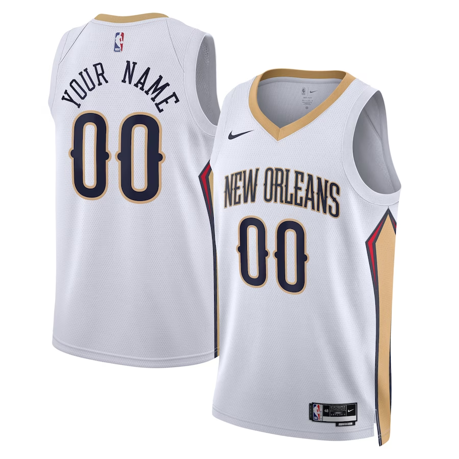 Men's New Orleans Pelicans White Swingman Custom Jersey1 - Association Edition