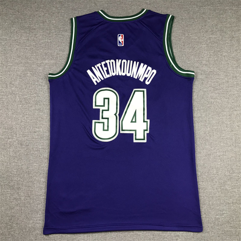 Men's Milwaukee Bucks Giannis Antetokounmpo #34 Purple 2022/23 Swingman Jersey1 - Classic Edition