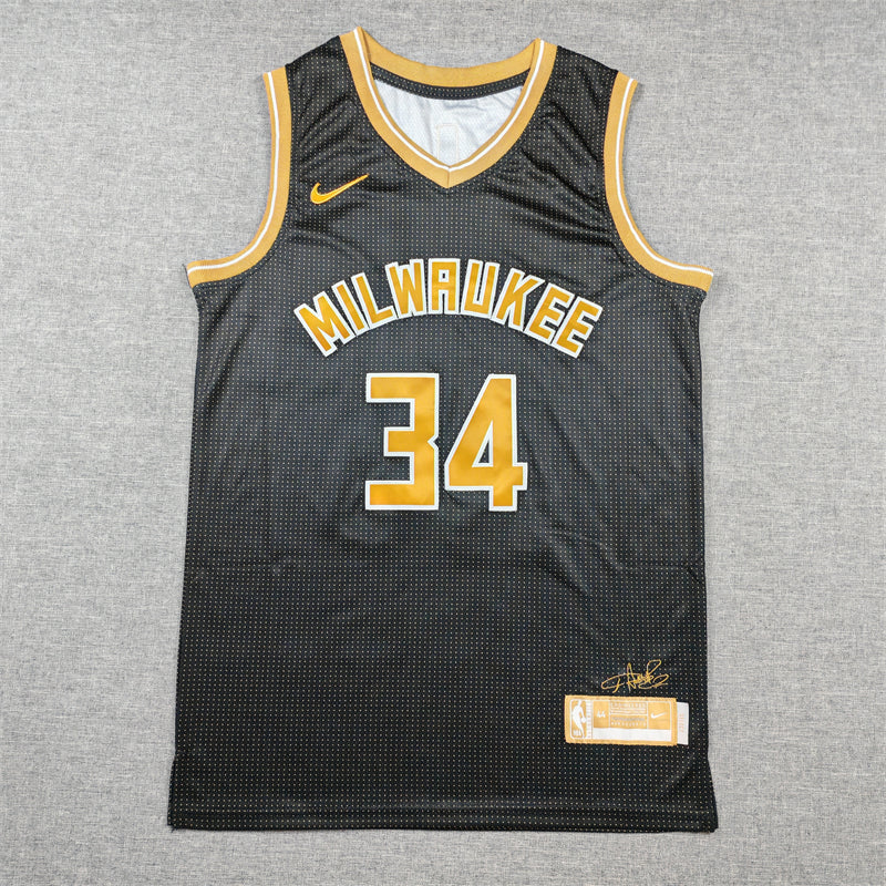 Men's Milwaukee Bucks Giannis Antetokounmpo #34 Black Select Series Swingman Jersey1