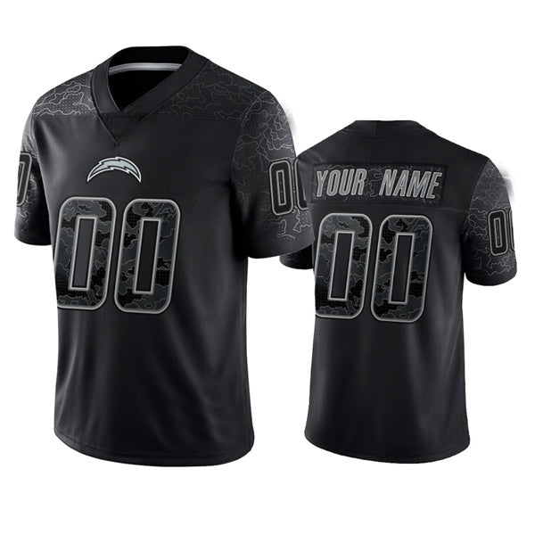 Custom1 Los Angeles Chargers Active Player Black Reflective Limited Stitched Football Jersey1 American Jerseys
