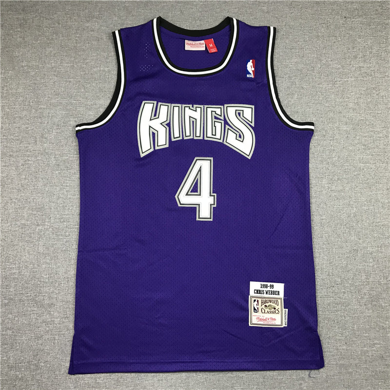 Men's Sacramento Kings Chris Webber #4 purple Retro Jersey1