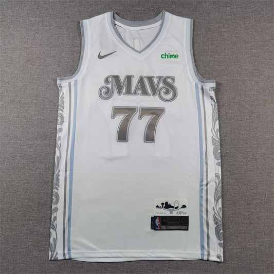 Men's Dallas Mavericks Luka Doncic #77 White 2024/25 Swingman Player Jersey1 - City Edition