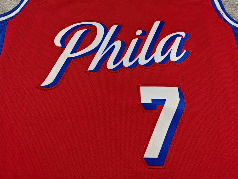 Men's Philadelphia 76ers Jaylen Brown #7 Red Swingman Jersey - Statement Edition