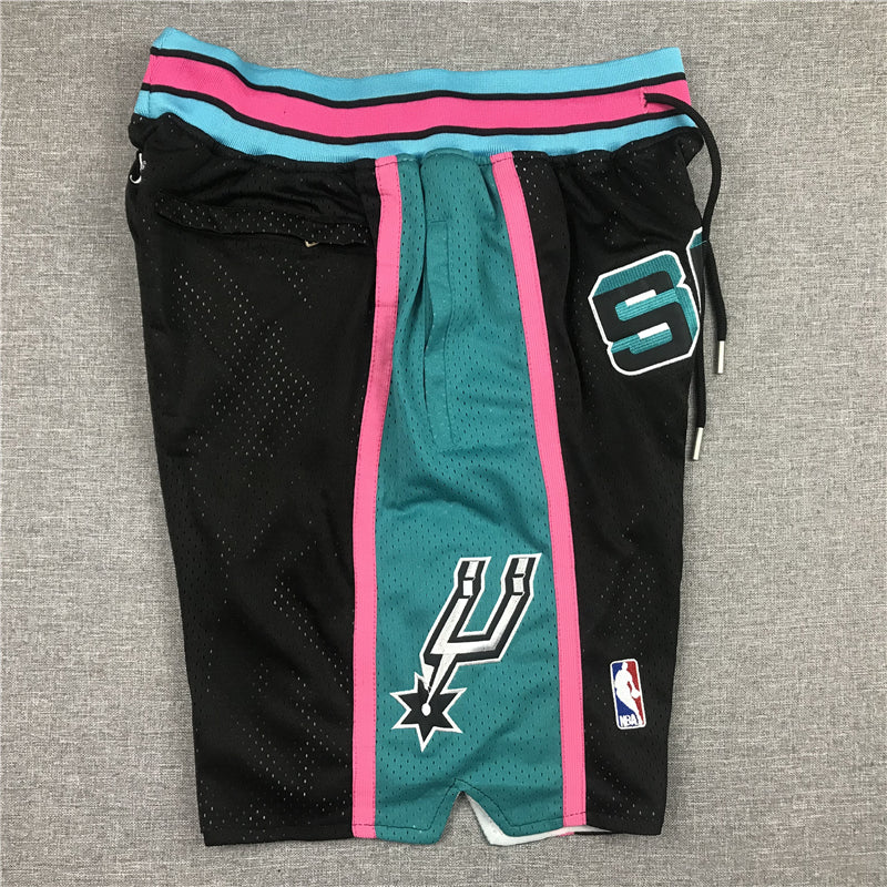 Men's San Antonio Spurs Black Hardwood Classics Basketball Shorts1