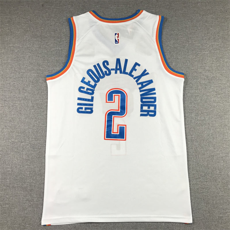 Men's Oklahoma City Thunder Shai Gilgeous-Alexander #2 White 2022/23 Fast Break Replica Jersey1 - Association Edition