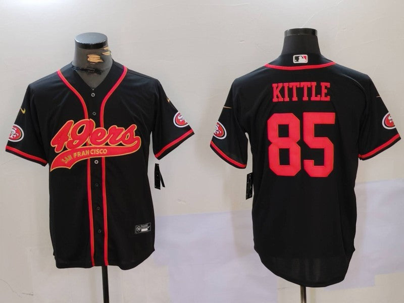 Men's San Francisco 49ers George Kittle #85 Black Replica Player Jersey1