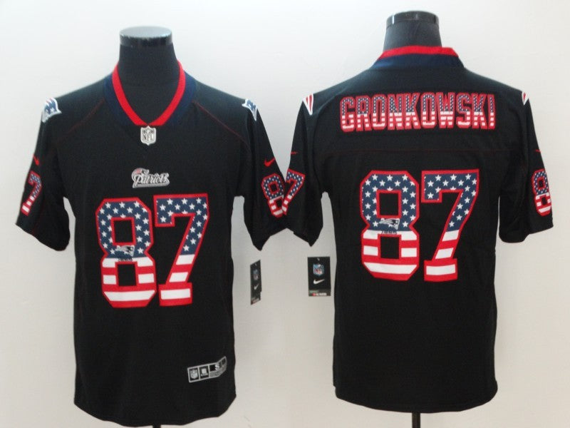 Men's New England Patriots Rob Gronkowski #87 Black Player Game Jersey1