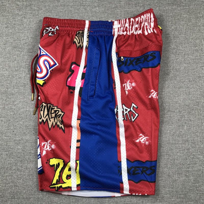 Men's Philadelphia 76ers Red Graffiti Edition Pocket Shorts1