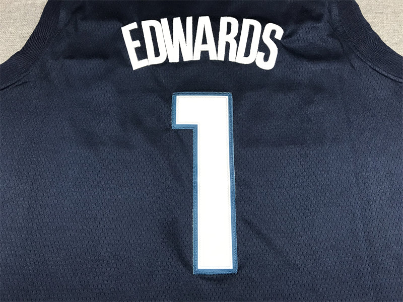 Men's Minnesota Timberwolves Anthony Edwards Navy 2021/22 Swingman Jersey1