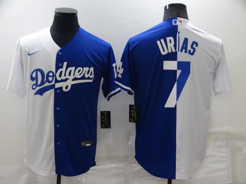 Men's Los Angeles Dodgers Julio Urias #7 White/Blue Replica Baseball Jersey1