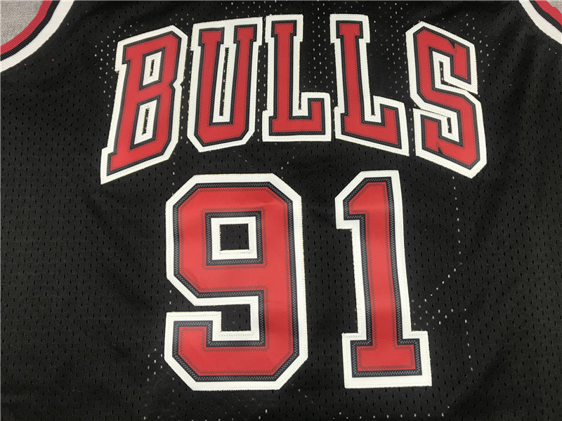 Men's Chicago Bulls Dennis Rodman 1997-98 Black Hardwood Classics Swingman Jersey1