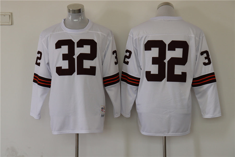 Men's Cleveland Browns Jim Brown Mitchell & Ness White Legacy Replica Player Jersey1
