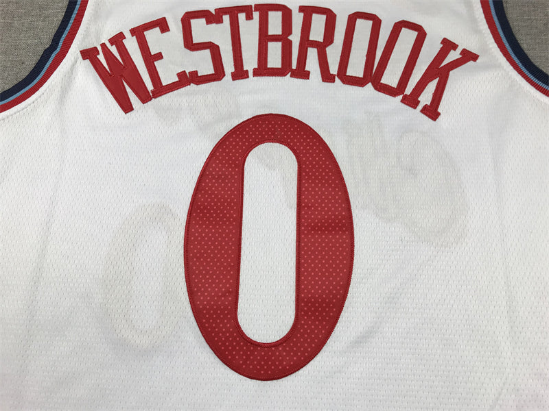 Men's LA Clippers Russell Westbrook #0 White Swingman Jersey1
