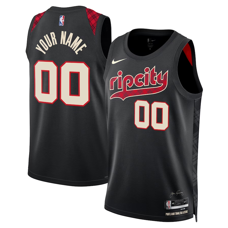 Men's Portland Trail Blazers Black 2023/24 Custom Swingman Jersey1 - City Edition