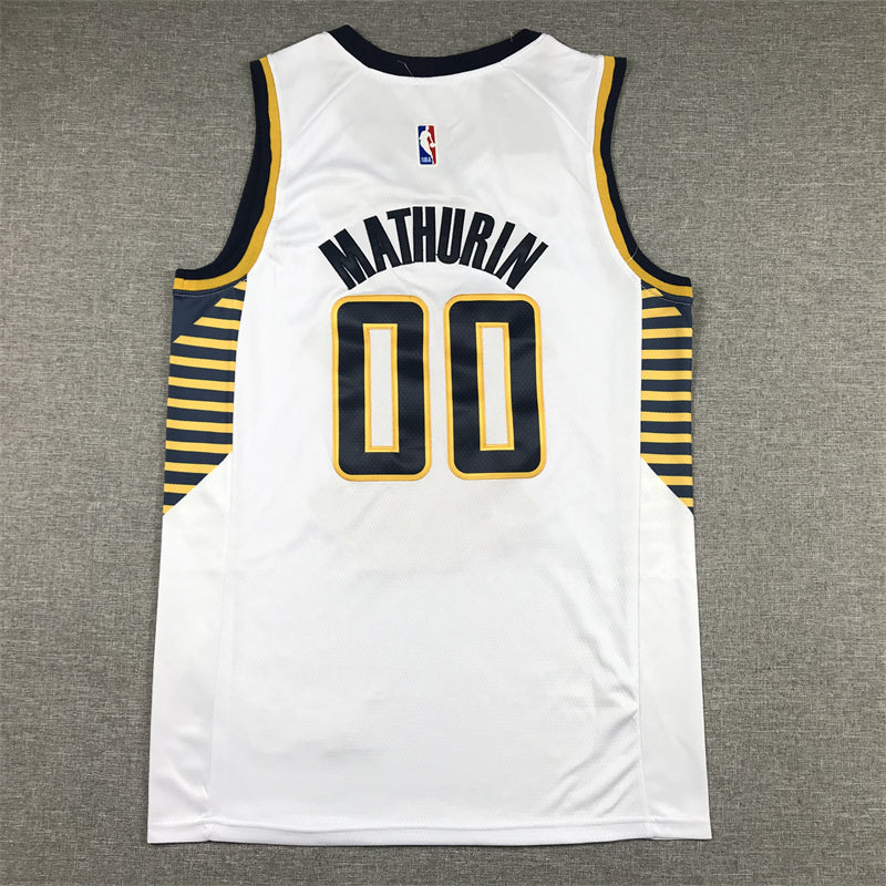 Men's Indiana Pacers Bennedict Mathurin #00 White 2022/23 Swingman Jersey1 - Association Edition